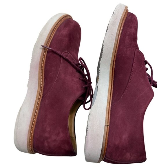 Samuel Hubbard Womens Burgundy Suede Lace-Up Oxford Shoes Size M US 6 EU 36 Leat - Picture 14 of 16